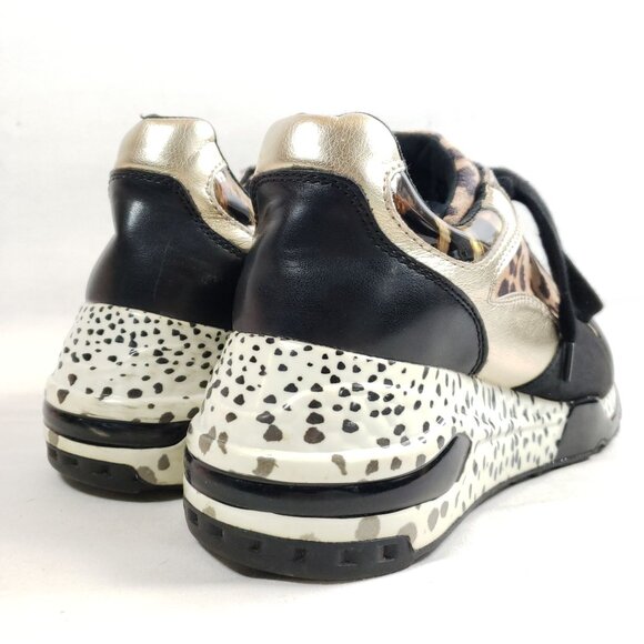 Steve Madden Bema Leopard Print Sneakers Black Gold Womens Size 8 - Picture 3 of 9